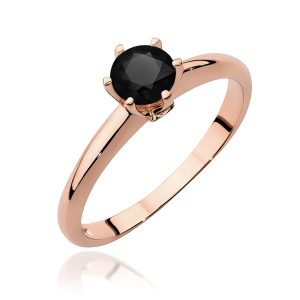 Pierścionek W0557 Czarny Diament 0,50ct różowe złoto