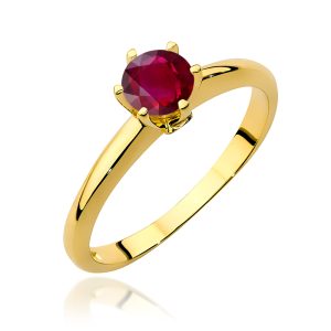 Pierścionek W0557 Rubin 0,60ct żółte złoto