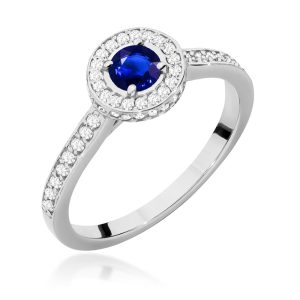 Pierścionek W0559 Szafir 0,30ct białe złoto