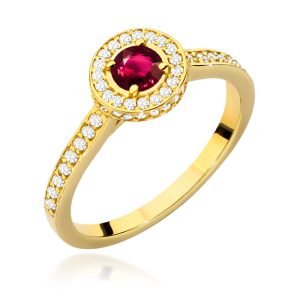 Pierścionek W0559 Rubin 0,35ct żółte złoto