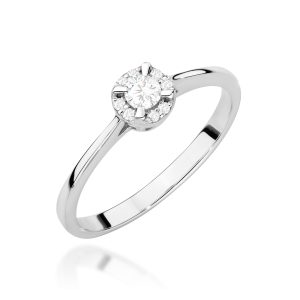 Pierścionek W0560 z diamentami białe złoto