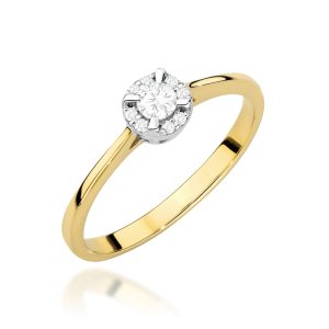 Pierścionek W0560 z diamentami żółte złoto