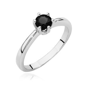 Pierścionek W0563 czarny diament 0,50ct białe złoto