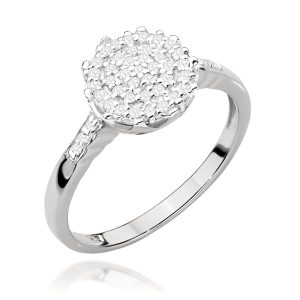 Pierścionek W0565 z diamentami białe złoto