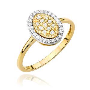 Pierścionek W0570 z diamentami żółte złoto