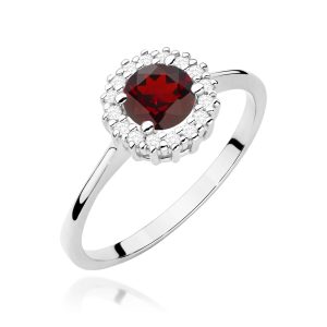 Pierścionek W0572 Granat 0,60ct białe złoto