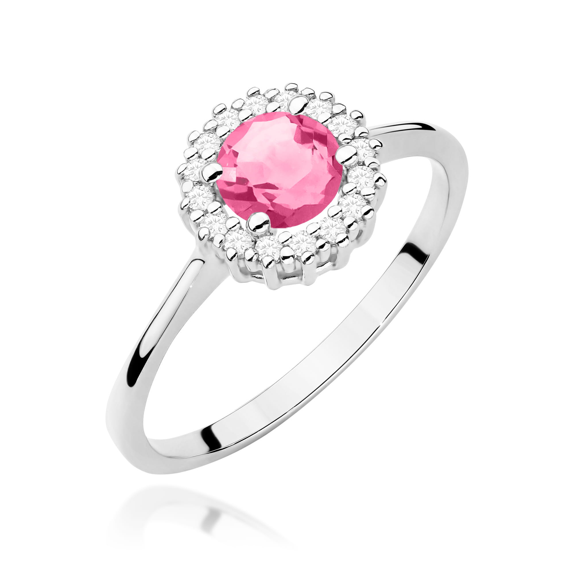 Pierścionek W0572 Różowy Topaz 0,60ct białe złoto