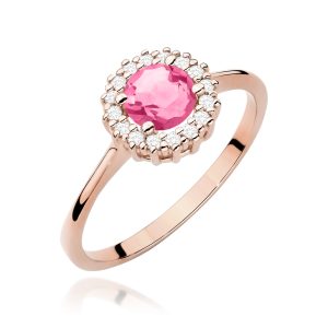 Pierścionek W0572 Różowy Topaz 0,60ct różowe złoto