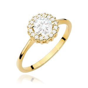 Pierścionek W0572 Biały Szafir 0,60ct żółte złoto