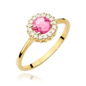 Pierścionek W0572 Różowy Topaz 0,60ct żółte złoto