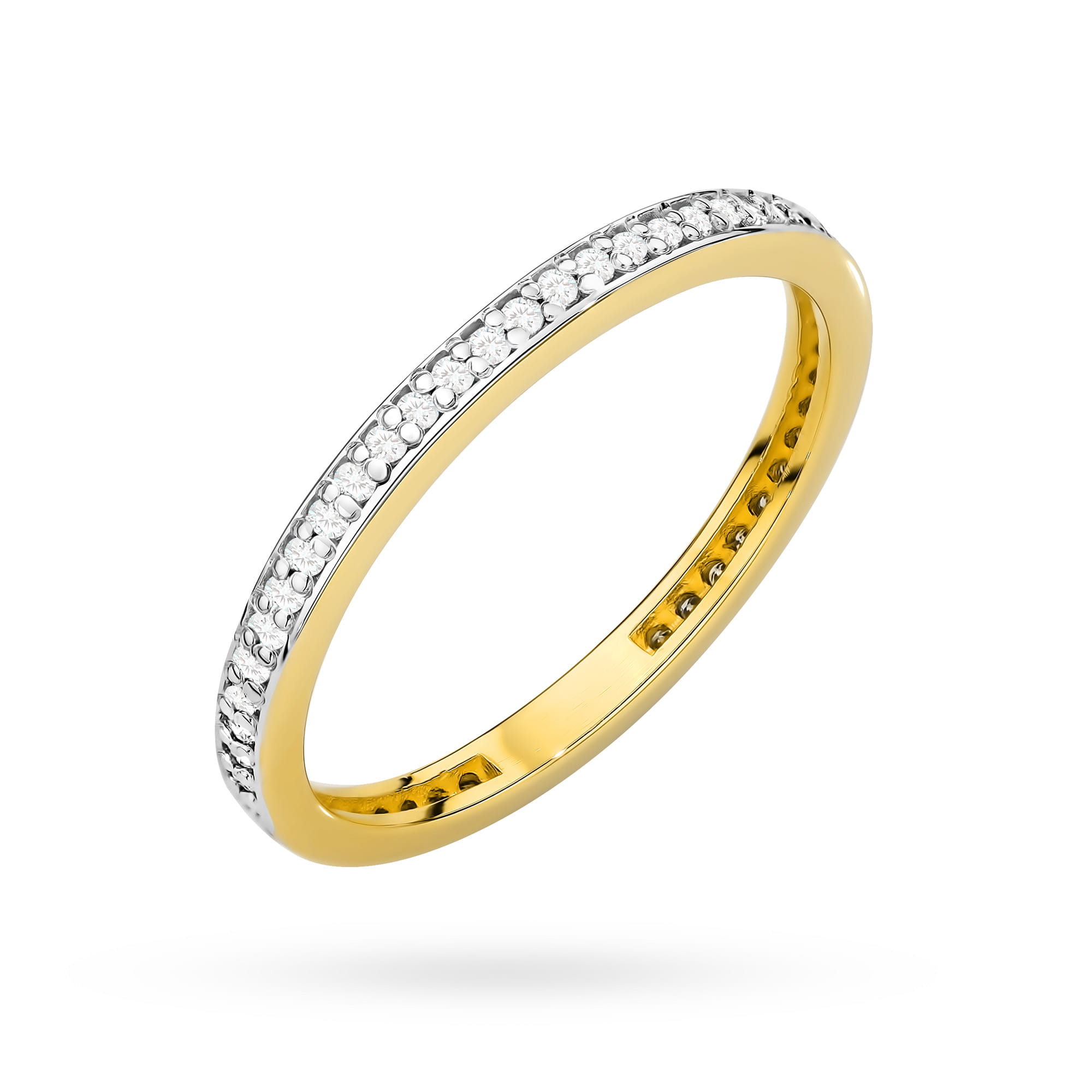 Pierścionek W0585 z diamentami żółte złoto