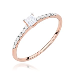 Pierścionek W0588 Diament 0,15ct różowe złoto