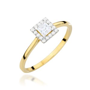 Pierścionek W0590 Diament 0,15ct żółte złoto