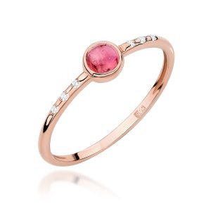Pierścionek W0596 Różowy Turmalin 0,30ct różowe złoto