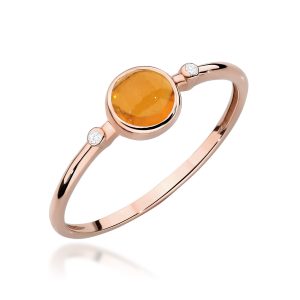 Pierścionek W0597 Żółty Turmalin 0,60ct różowe złoto