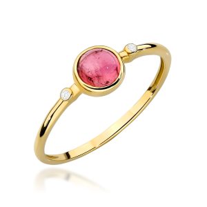 Pierścionek W0597 Różowy Turmalin 0,60ct żółte złoto