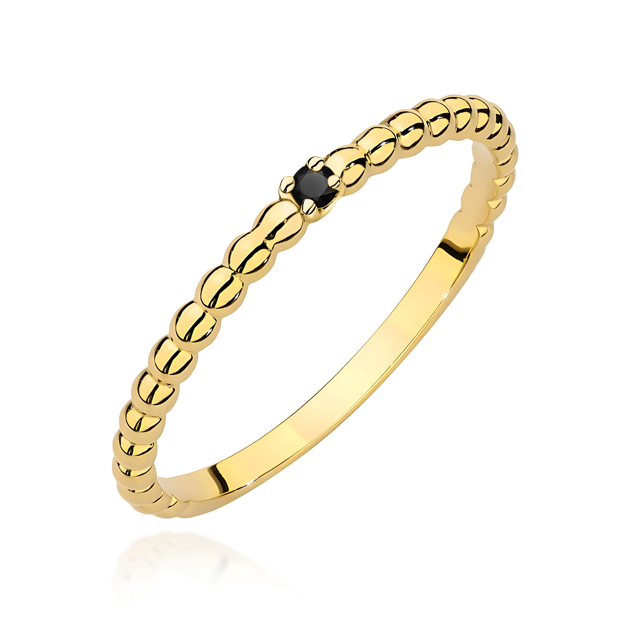 Pierścionek W0601 Czarny Diament 0,02ct żółte złoto