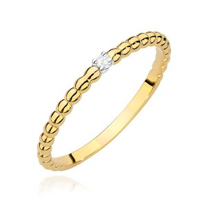 Pierścionek W0601 Diament 0,02ct żółte złoto