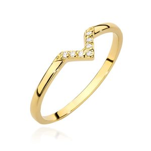 Pierścionek W0602 z diamentami żółte złoto