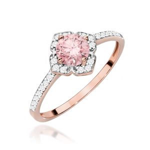 Pierścionek W0603 Diament Laboratoryjny różowy 0,50ct różowe złoto