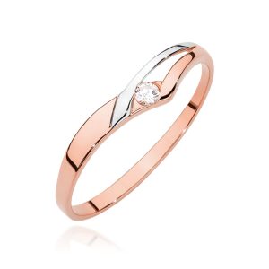 Pierścionek W0609 Diament 0,04ct różowe złoto