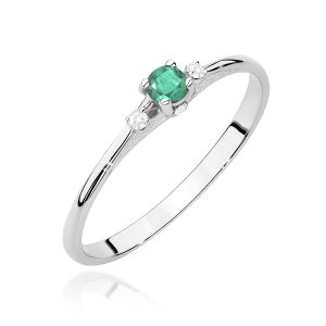 Pierścionek W0614 Szmaragd 0,15ct białe złoto