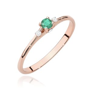Pierścionek W0614 Szmaragd 0,15ct różowe złoto
