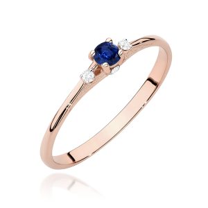 Pierścionek W0614 Szafir 0,15ct różowe złoto