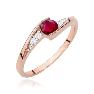 Pierścionek W0618 Rubin 0,30ct różowe złoto