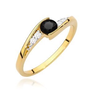Pierścionek W0618 Czarny Diament 0,30ct żółte złoto
