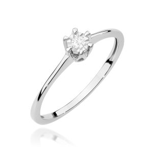 Pierścionek W0628 Diament 0,03ct białe złoto