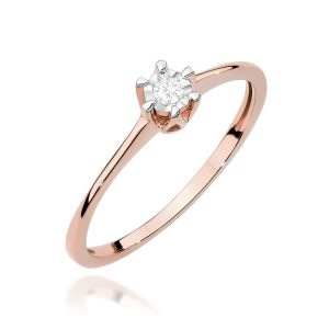 Pierścionek W0628 Diament 0,03ct różowe złoto