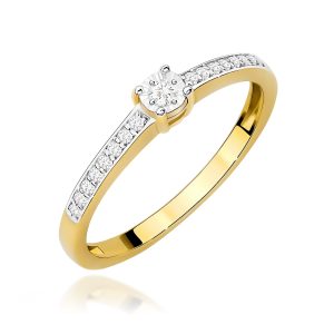 Pierścionek W0648 Diament 0,03ct żółte złoto