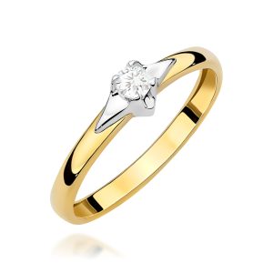 Pierścionek W0666 z diamentami żółte złoto