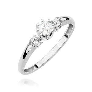 Pierścionek W0667 z diamentami białe złoto