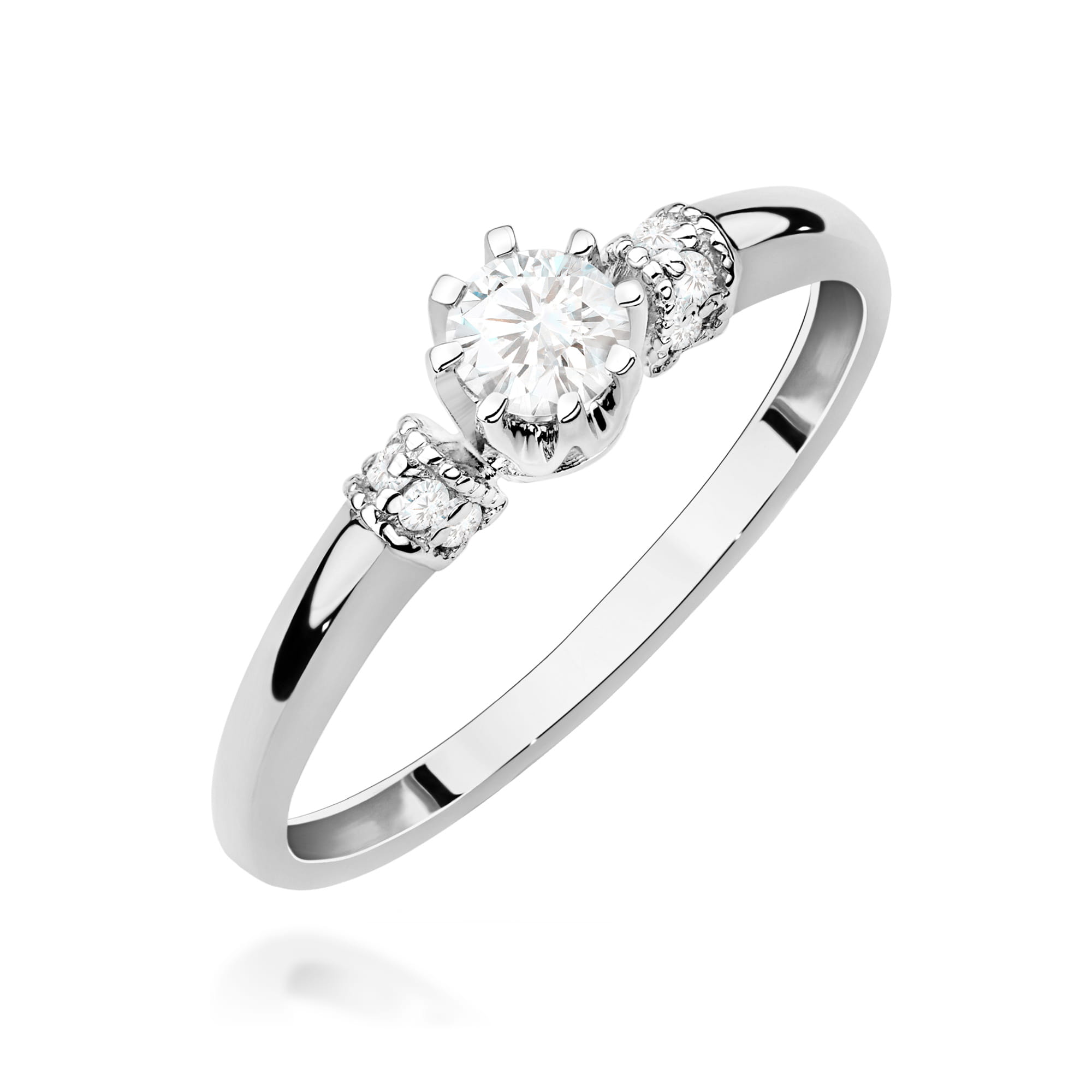 Pierścionek W0667 z diamentami laboratoryjnymi białe złoto