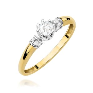 Pierścionek W0667 z diamentami laboratoryjnymi żółte złoto