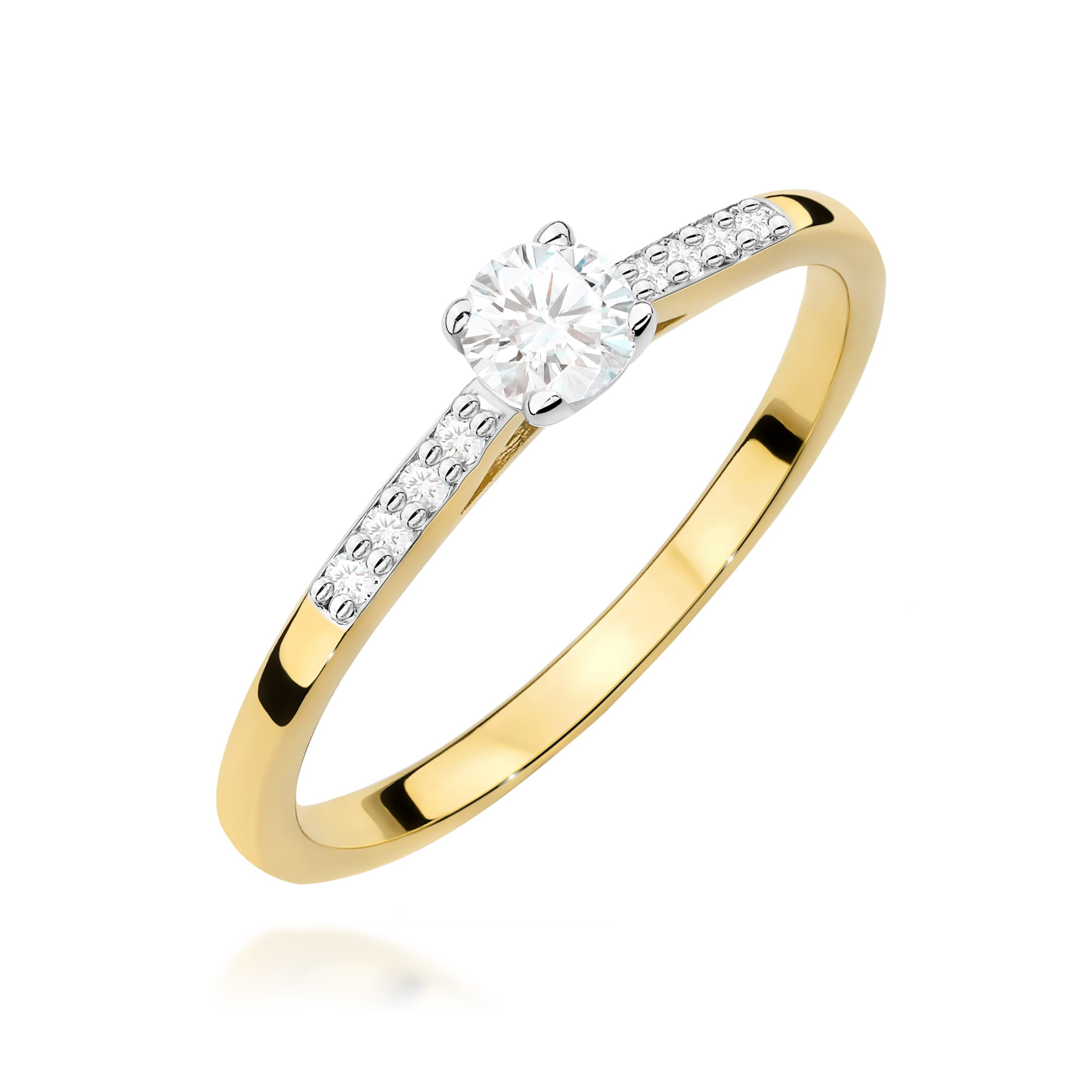 Pierścionek W0668 z diamentami żółte złoto
