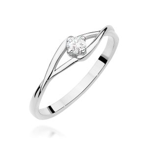 Pierścionek W0669 Diament 0,10ct białe złoto
