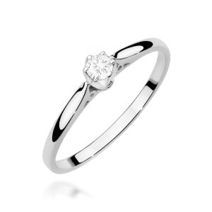 Pierścionek W0672 z diamentem 0,10ct białe złoto