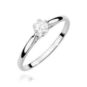 Pierścionek W0672 z diamentem 0,18ct białe złoto