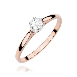 Pierścionek W0672 z diamentem 0,18ct różowe złoto
