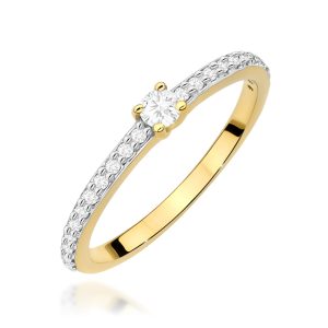 Pierścionek W0676 z diamentami żółte złoto
