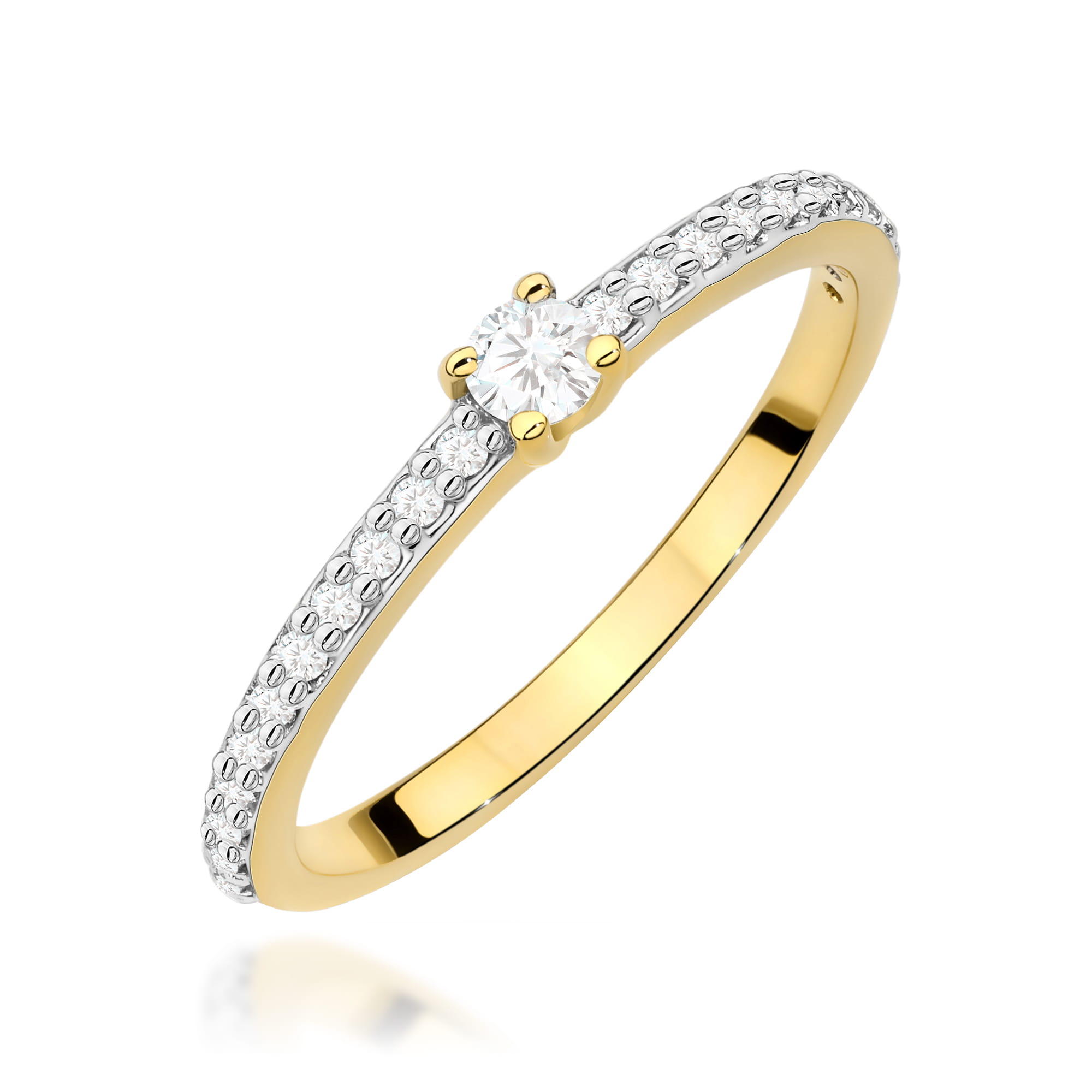 Pierścionek W0676 z diamentami żółte złoto