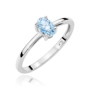 Pierścionek W0685 Diament laboratoryjny niebieski 0,50ct białe złoto