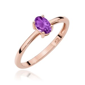 Pierścionek W0685 Ametyst 0,40ct różowe złoto