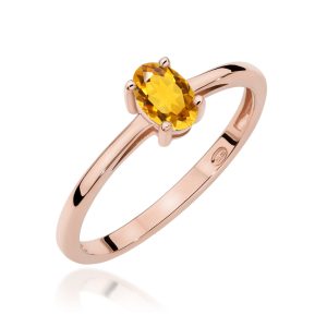 Pierścionek W0685 Cytryn 0,60ct różowe złoto