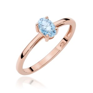 Pierścionek W0685 Diament laboratoryjny niebieski 0,50ct różowe złoto