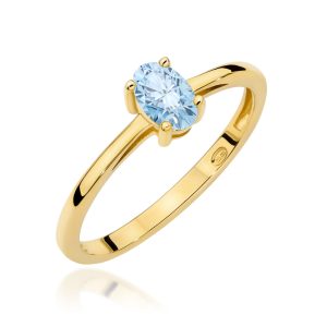 Pierścionek W0685 Diament laboratoryjny niebieski 0,50ct żółte złoto