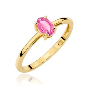 Pierścionek W0685 Topaz Różowy 0,50ct żółte złoto